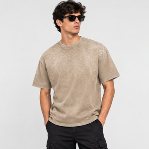 Camiseta Extra Grande Personalizada para Hombre, 100% Algodón, Estilo Vintage Lavado, Informal, con Logotipo Aplicado, Hombros Caídos y Corte Informal - Product Image 5