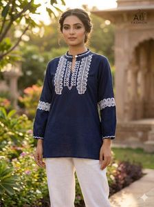 Kurti Moderno de Rayón Pesado para Mujer con Bordado de Hilo, para Uso Casual, Túnica Elegante para Uso Diario y Kurtis Cortos - Product Image 4