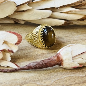 Fashionable Flower Design Brass Tiger Eye <b>Ring</b> 18k Gold Plated <b>Statement</b> Handmade <b>ring</b> Vintage Chunky Wholesale <b>Ring</b> For Women - Product Image 3