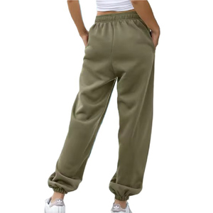 Pantalones de chándal con logotipo personalizado para mujer, pantalones de chándal de algodón transpirable, Pantalones rectos de diseño de ropa de calle con cierre medio elástico para Unisex - Product Image 2