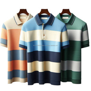 Venta al por mayor OEM logotipo personalizado impreso bordado Golf Polo de lujo de alta calidad de punto a rayas Polo para hombres de Bangladesh - Product Image 3