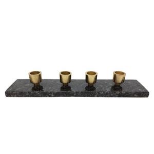 Aluminum and Marble <b>Advent</b> Holder Brass EPL and Black Colour Classic Style <b>Candle</b> Holder for Christmas Decoration - Product Image 1