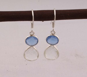 Wholesale Two Stone Faceted <b>Earrings</b> 925 <b>Sterling</b> <b>Silver</b> Multi Gemstone <b>Dangle</b> <b>Earrings</b> Manufacturer Handcrafted Blue - Product Image 6