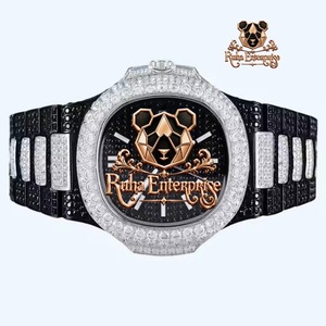 Ruha Enterprise Luxury Analog Quartz <b>Watch</b> Stainless Steel Polygon Case Rhinestone Dial <b>Men's</b> Timepiece <b>Watch</b> - Product Image 6