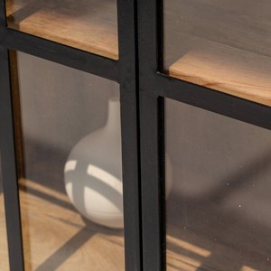 Armoire industrielle en bois Vandana Vesta Ultra avec portes en métal noir, meuble de rangement moderne - Product Image 4