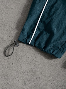 Pantalon de survêtement en coton vert sarcelle pour homme, taille élastique, bande latérale, décontracté, léger, tissé, respirant, pour l'été - Product Image 5