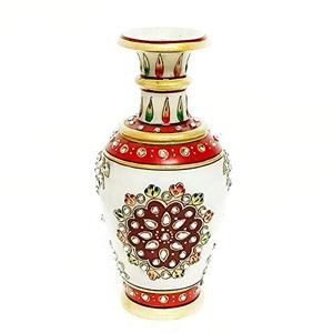 Handcrafted Marble Flower <b>Vase</b> with Floral Inlay Art Decorative Table <b>Vase</b> for Home Living Room Office Centerpiece - Product Image 1