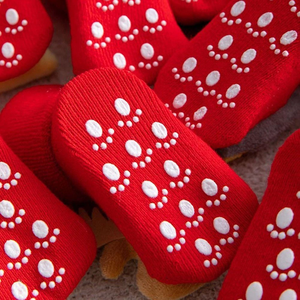 Chaussettes de Noël pour bébé, rouges, tricotées, motif renne, sapin, Père Noël, antidérapantes, pour l'hiver, 0,5-3 ans - Product Image 6