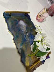 <b>Resin</b> Tray Handmade Antique Weathered Coastal Design Multi-Functional Wedding Serving Tray for Home Hotel Kitchen <b>Table</b> <b>Top</b> - Product Image 3