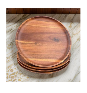 Assiette en bois de couleur naturelle, ronde, tailles et logo personnalisés, assiette en bois la plus vendue - Product Image 6