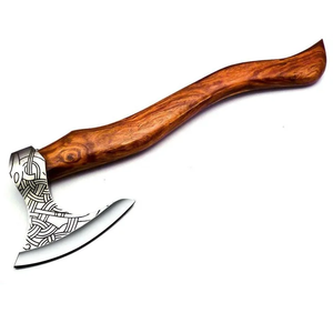 Hacha vikinga de acero con alto contenido de carbono, diseño de última generación, mango de madera de palisandro, funda de cuero, espalda recta, hacha vikinga muy vendida. - Product Image 2