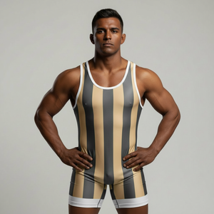 Men Bodysuits Slip Fitness Shapewear Underwear <b>Athletic</b> <b>Supporters</b> Wrestling Singlet stretchable weight lifting suit - Product Image 2