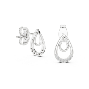 Boucles d'oreilles clous en or blanc 14 carats avec diamants de laboratoire ronds pour femmes |   Vêtements de fiançailles |   Nouveau diamant cultivé - Product Image 6
