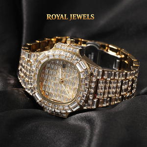 นาฬิกาควอทซ์แบบ Iced Out สายสแตนเลสประดับโมอิสซาไนต์ หน้าปัดทรงกลม กันน้ำ เรืองแสง เหมาะสำหรับสวมใส่ทุกวัน - Product Image 1