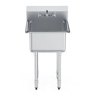 "Commercial <b>Kitchen</b> Stainless Steel Prep Utility Sink 1 Compartment 21"x41" Free Standing with Faucet <b>Legs</b>" - Product Image 5