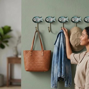 Vintage Style <b>Metal</b> and Ceramic Wall Hook with Gold Finish Waterproof Self-adhesive Installation for <b>Clothing</b> Storage - Product Image 2