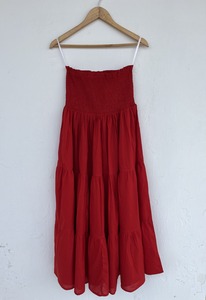 Elegant Red Tiered Maxi <b>Skirt</b> Women Ruffles High Waist Flowy Polyester <b>Chiffon</b> Bohemian A-Line Summer Vacation Beachwear <b>Skirt</b> - Product Image 2