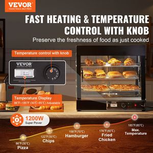 Scaldavivande Commerciale a 3 Livelli 1200W con Ripiani Regolabili e Temperatura 86-185°F per Mantenimento e Riscaldamento Alimenti - Product Image 2