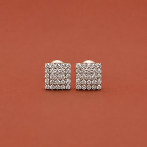 <b>Square</b> <b>Diamond</b> Stud <b>Earrings</b> for Women Sterling Silver Minimalist Luxury Style Elegant Gift for Her - Product Image 1