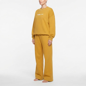 Conjunto Deportivo Personalizado para Mujer, Sudadera Holgada con Pedrería, Cuello Redondo, Manga Larga, Hombros Caídos, Pantalones Anchos de Felpa de Algodón - Product Image 3