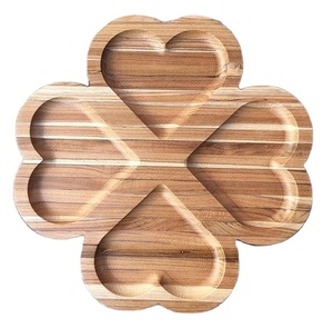 Meilleure vente Plateau de service Forme de feuille Vaisselle en bois personnalisée Assiette Plat de table Plateau de service en bois d'acacia Dernier plateau roulant - Product Image 4