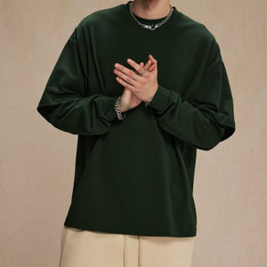 เสื้อยืดโอเวอร์ไซส์ผู้ชาย แขนยาว ทรงหลวม ผ้าฝ้าย 100% คุณภาพพรีเมียม ออกแบบทันสมัย ผลิตตามสั่ง ยั่งยืน - Product Image 1