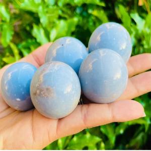 Sphère de cristal d'angélite naturelle polie à la main, boule de pierre précieuse bleue pour la méditation, le Reiki, la guérison énergétique des chakras, la décoration Feng Shui - Product Image 5