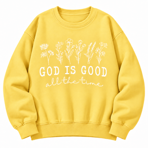 Sudadera Oversize de Algodón 100% con Cuello Redondo y Forro Polar, Diseño Gráfico 'God Is Good All the Time', Top Casual de Manga Larga - ¡Venta Caliente! - Product Image 3