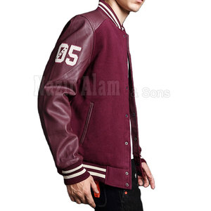 Blouson Letterman Homme en Cuir Premium avec Manches en Cuir et Corps en Laine – Vêtement Décontracté Quotidien - Product Image 2