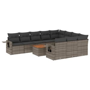 Conjunto de Sofá de Jardín de Ratán PE Gris con Patas Ajustables Grandes - Product Image 2
