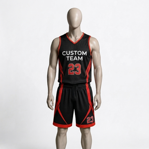 Ensemble de maillots de basket personnalisés 100% polyester mesh à séchage rapide, imprimé par transfert thermique, débardeur et short, tenue d'entraînement d'équipe XL-XXXL - Product Image 1