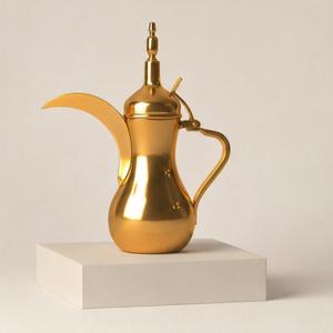 Cafetera Árabe Tradicional Dallah de Acero Inoxidable Dorado, Juego de Té Árabe Hecho a Mano, Cafetera de Oriente Medio para el Hogar y Hoteles - Product Image 4
