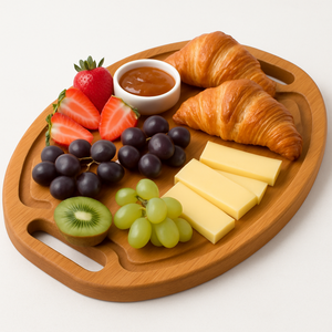 Planche à découper ronde en bois d'acacia avec poignées, planche de service en bois massif, planche à découper de cuisine écologique, fournisseur OEM - Product Image 4