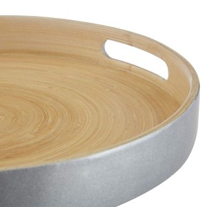 Round Bamboo Serving Tray Silver Lacquered Finish Multi-Function Easy Clean Household Use Tableware Storage Tray Made in Vietnam - Product Image 3