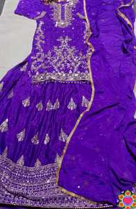 Ensemble Salwar Kameez indien pakistanais brodé violet Leranath Fashion pour femmes, vêtements ethniques traditionnels, robe en soie régulière recyclée - Product Image 5