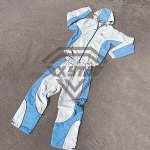 Custom Logo Men Hooded Nylon Tracksuit Two Tone Paneled Windbreaker <b>Jacket</b> and Pants Set Streetwear Sportswear Manufacturer OEM - Product Image 1