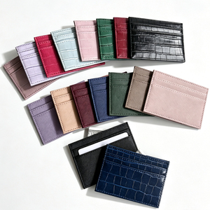 Slim PU Leather Card <b>Holder</b> 10x7.5cm Thin <b>Wallet</b> for Credit Cards Travel Case Minimalist Design - Product Image 2