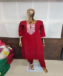 Fancy Rinkal Cotton Embroidery Work <b>Top</b> Pant Set Women Ethnic <b>Wedding</b> Outfit 85233 Salasar Goldy Vol-1 red - Product Image 4