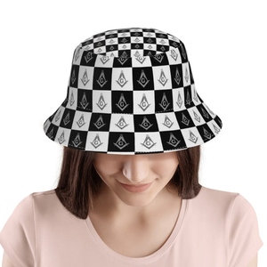 Chapeau Bob Master Mason Blue Lodge - Noir à Carreaux avec Compas Carré Brodé G - Pour Adultes, Voyage, Quotidien, Protection Solaire - Product Image 2