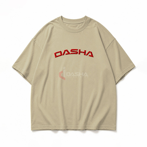 T-shirt décontracté surdimensionné personnalisé pour homme 2026, broderie longue, motif uni, design vierge, poids lourd, vente en gros OEM, faible coût - Product Image 1