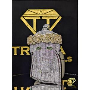 Pendentif masque facial en diamant Moissanite VVS, argent sterling 925, style hip-hop luxueux, bijoux personnalisés pour homme par Trisha Jewels - Product Image 2