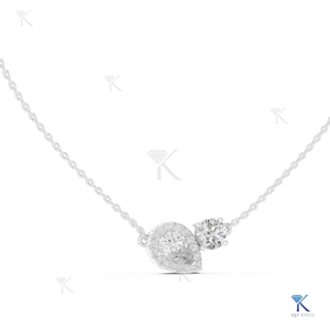 Collar con Colgante de Diamante Cultivado en Laboratorio, Diseño de Pera con Halo y Dos Piedras Toi et Moi, Oro Sólido de 14K/18K, Joyería para Mujer - Product Image 3