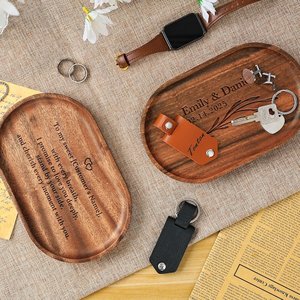 Rectangle Wooden Storage Tray Engraving Varnished Finish <b>Minimalist</b> Design Sustainable Desk <b>Table</b> Single Tier Beverage - Product Image 1