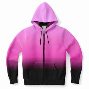 Nouveau design – Sweat-shirt à capuche zippé pour homme, dégradé rose à noir, coupe décontractée, manches classiques, en polyester tricoté, idéal pour l'automne - Product Image 1