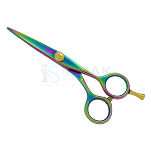 Tijeras Profesionales para Cabello de Acero Inoxidable con Punta Afilada, para Diestros, Mango Largo, Recubrimiento Arcoíris, Herramientas para Salón de Belleza - Product Image 1
