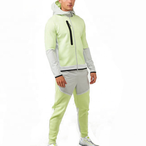 Nouvel ensemble de jogging deux pièces 2026 haut de gamme personnalisé avec logo, en molleton technique de coton, comprenant un sweat à capuche zippé et un pantalon de jogging, idéal pour le streetwear et le sport. - Product Image 1