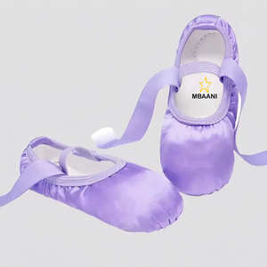 Zapatillas de Ballet Suaves MBAANI con Parte Superior de Satén, Zapatos Planos de Baile para Niñas, Color Morado, Zapatillas de Ballet para Niñas con Parte Superior de Satén - Product Image 6