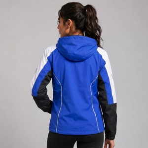 Chaqueta Cortavientos Acolchada con Capucha para Mujer, Talla Grande, Manga Larga, Exterior de Nailon, Estilo Utilitario Otoñal, Corte Regular, Color Sólido - Product Image 2