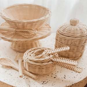 Juguete de cocina para niños, juego de rol, encantadores juguetes de cocina de ratán, juego de utensilios de cocina divertidos para niños - Product Image 6