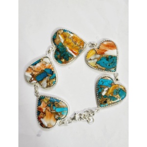 Bracelet en argent sterling 925 avec chaîne à maillons perlés, taille ajustable, turquoise naturelle, style bohème, plaqué rhodium, cadeau pour fête - Product Image 1